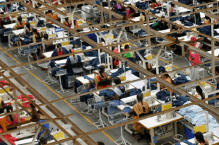 India. Fabrica de textiles.